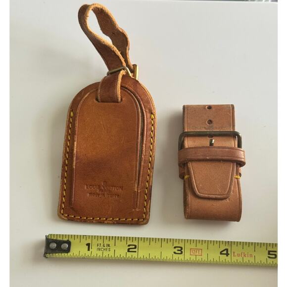 Authentic Louis‎ Vuitton Vachetta Leather Name Luggage Tag And Poignet Set SN405 - Picture 4 of 4